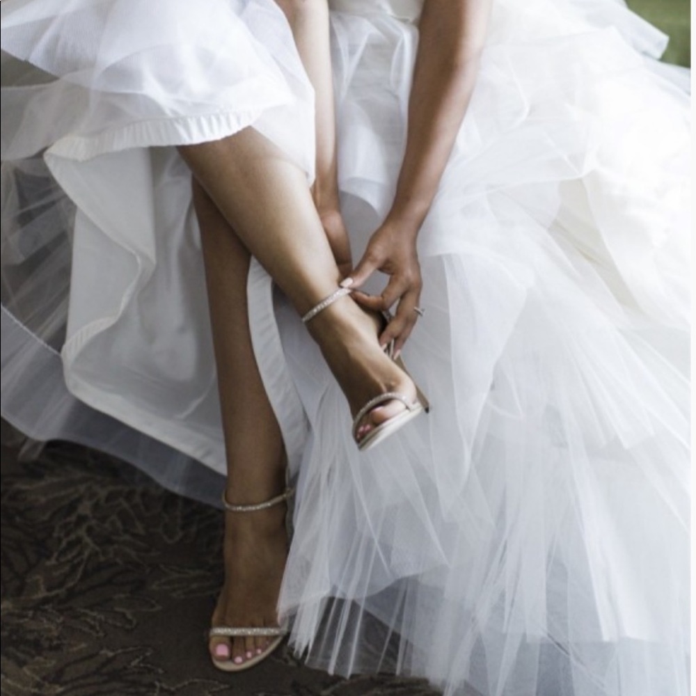 Champagne Wedding Shoes Rhinestone Stiletto Sandal
